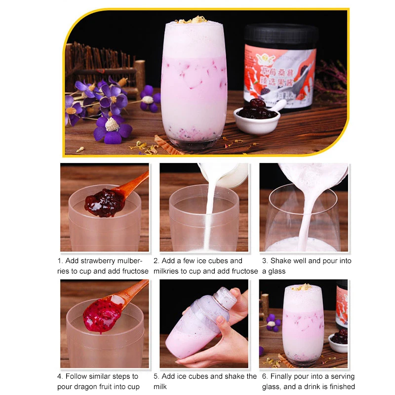 Strawberry mulberry juice concentrate high fruit flavor thick pulp shaved ice milk tea shop special raw materials
