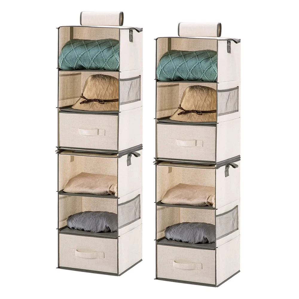 LINDON Space Saver Hanging Wardrobe Closet Shelving Organizer Storage with Drawers