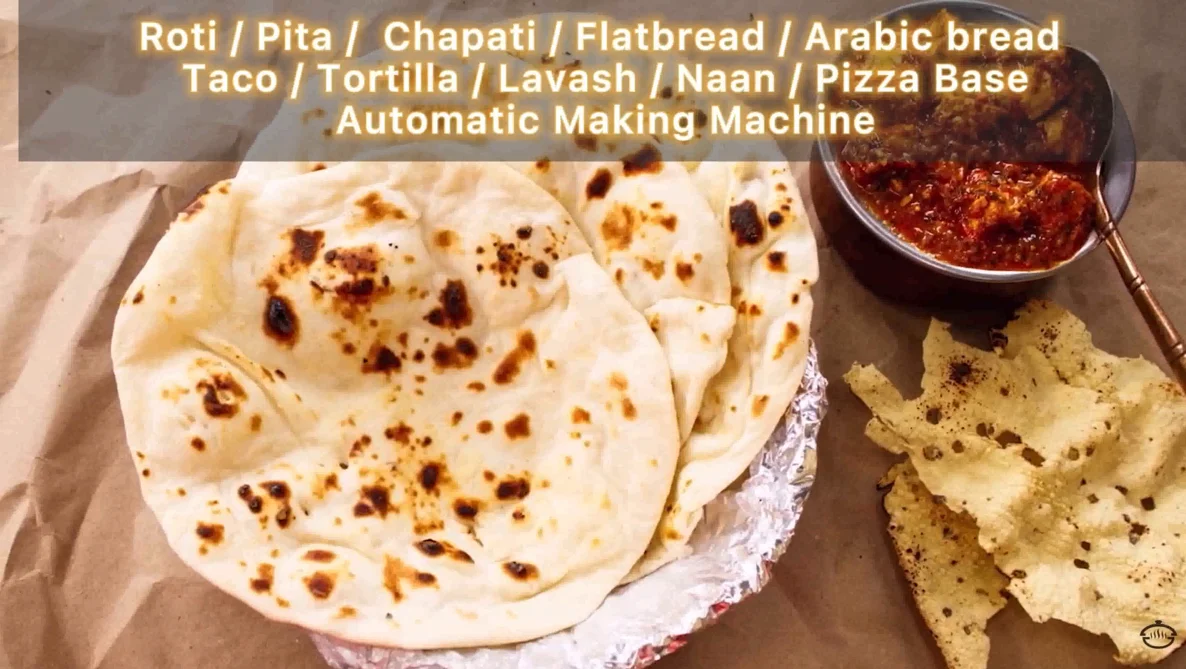 Automatic flat chapati lebanese roti lavash arabic pita bread maker making machine production line for sale china tunnel oven