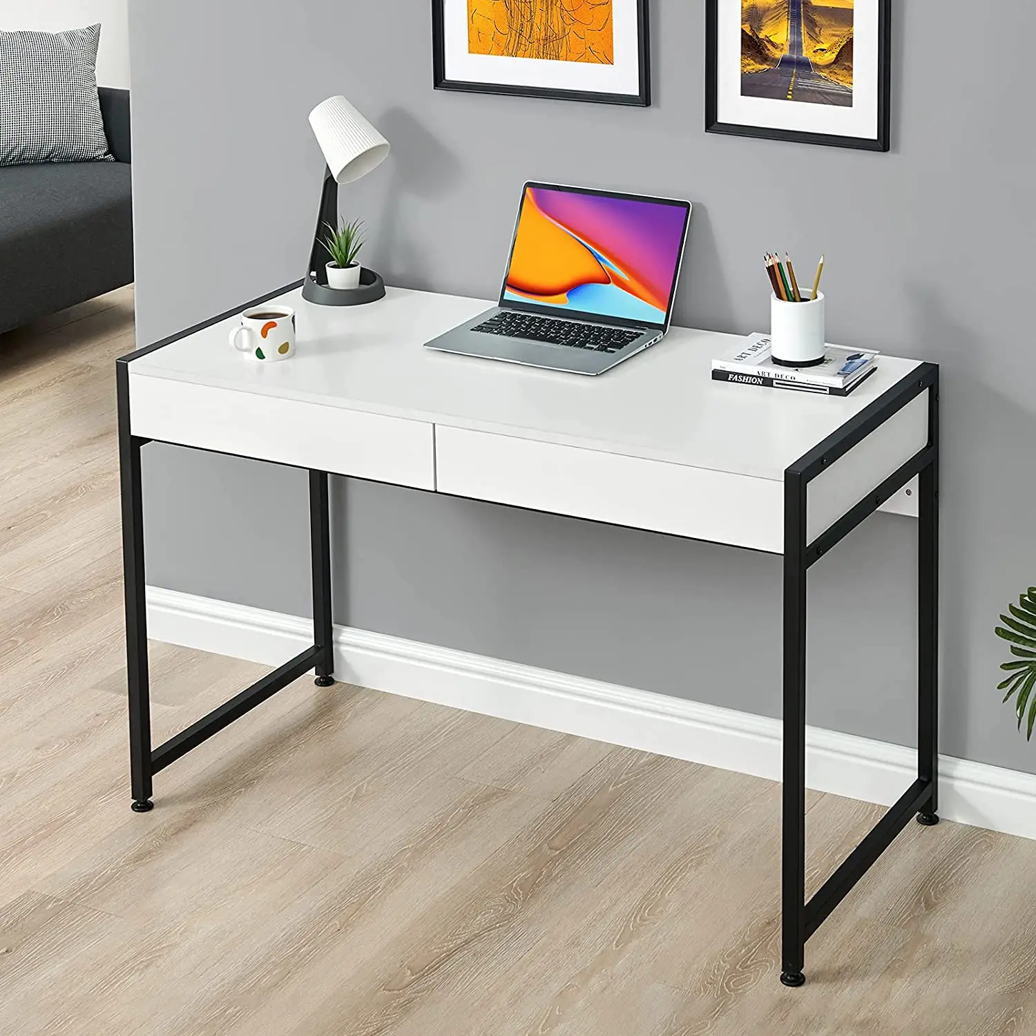 Modern Stylish Home Office Desk Make-Up Vanity Table with 2 Storage Drawers