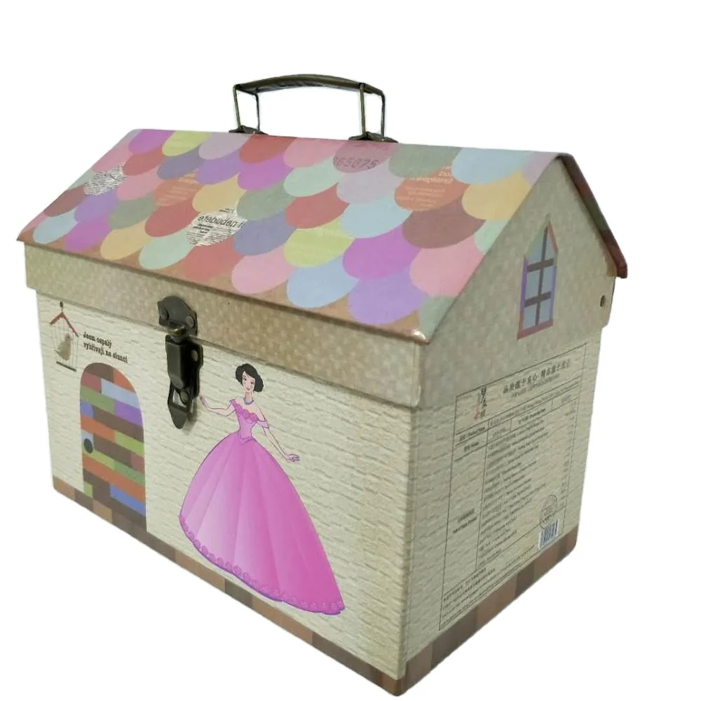 House shape  cardboard suitcase box for kids clothes packing box