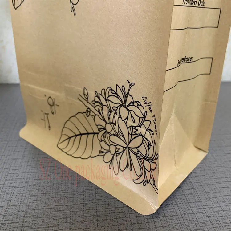 Digital Print LOQ MOQ 250g 500g 1KG matte finished Kraft Paper Packaging Coffee bean Flat Bottom Bags With Valve and Zipper