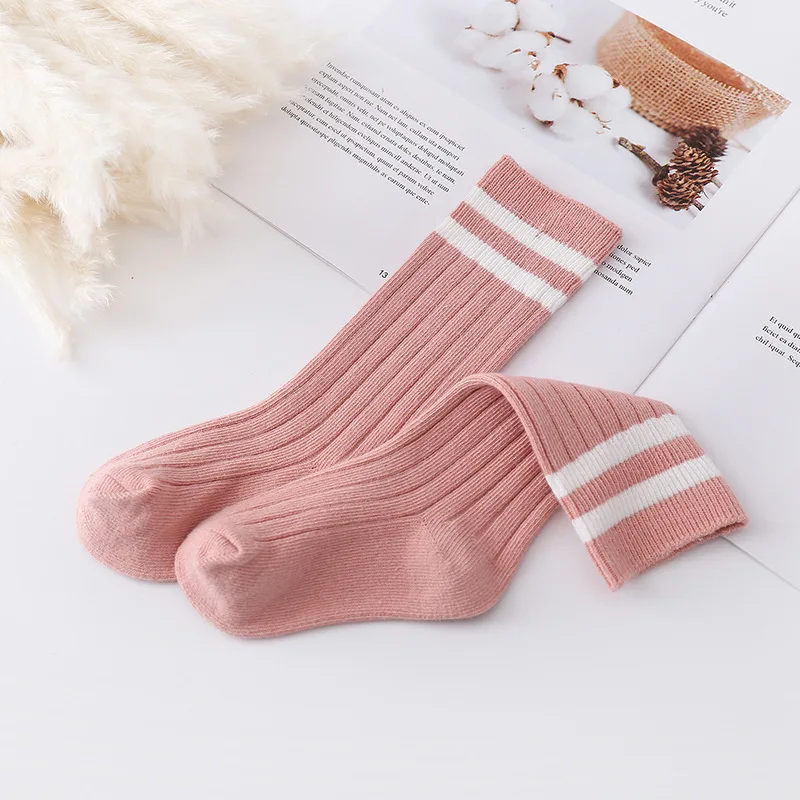 Kids Boys Toddlers Girls Socks Baby Socks School Clothes Stripped Children Socks Knee High Long Soft Cotton Custom Logo Casual