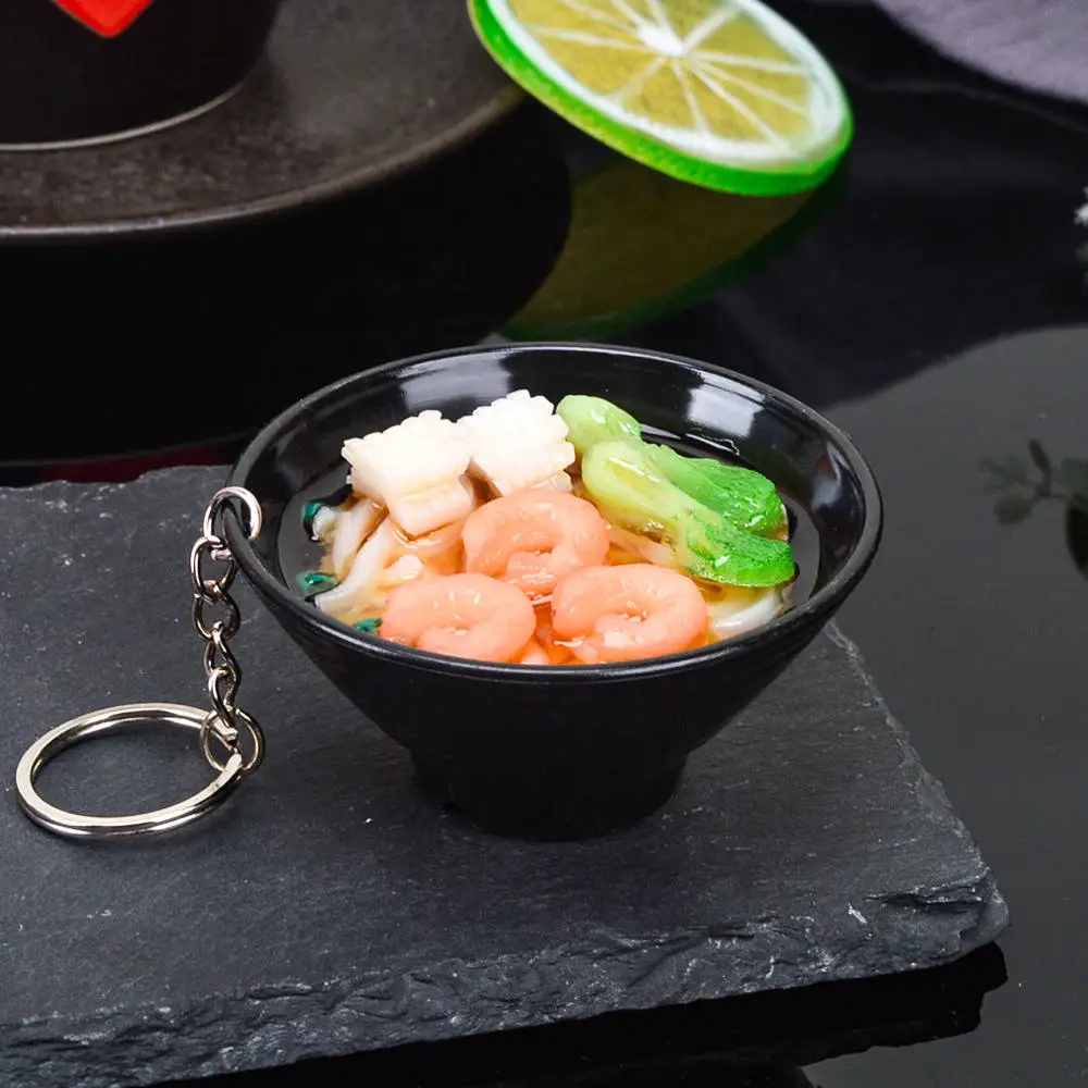 wholesale Udon noodles Lamian Noodles Pvc Simulation Food Key Chains Japanese Food Keychain 3D Sushi miniature food Key Chains