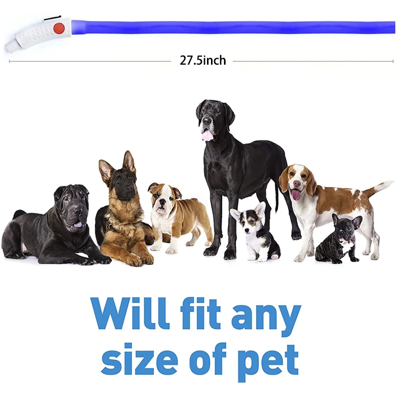 Waterproof Adjustable Light up Necklace Led Dog Collar for Dogs COLLARS Keep Your Pet Visible in Darkness USB Rechargeable 12pcs