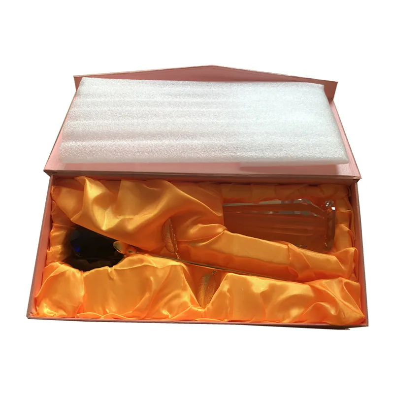 wholesale pink crystal glass rose flowers for crystal craft