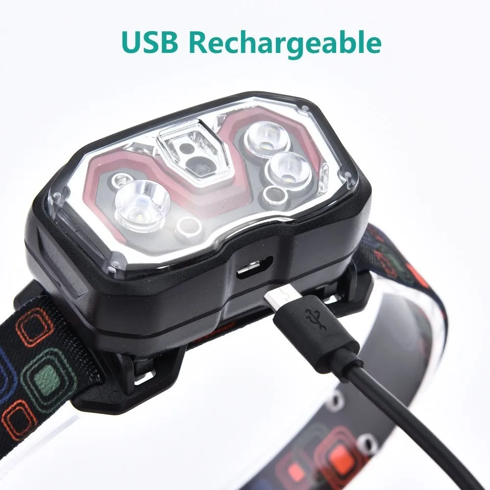 Открытый Кемпинг датчик движения usb Перезаряжаемый светодиодный рабочий головной свет