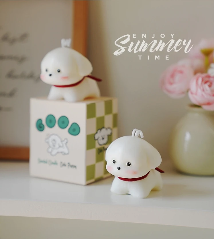 3D Animal Cute Puppy Statue Candle Dog Lover Gift Box Home Decoration Custom Art Scented Candle