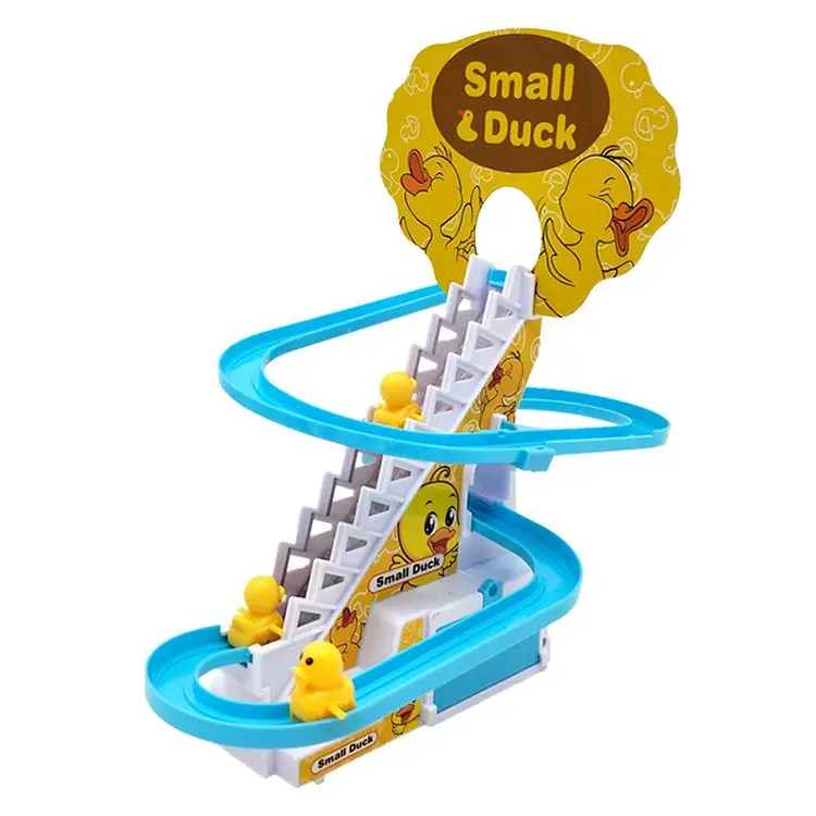 Factory Wholesale Duck Competition Set Stair Climbing Track Slot Toy With Led Flashing Light And Music Small Duck Toys