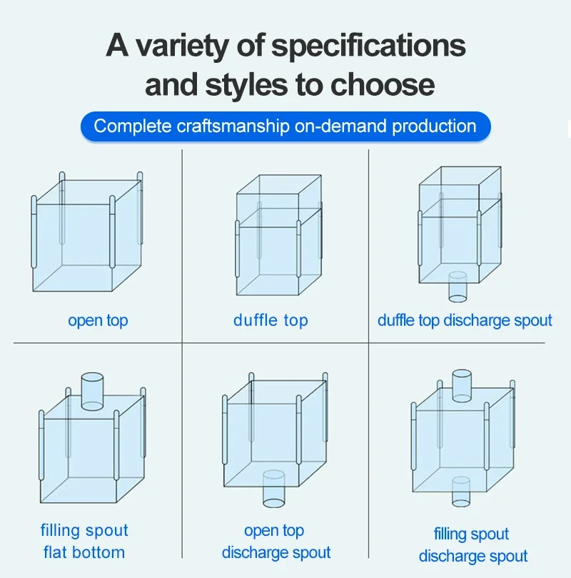 Customized pp 1000kg 1200kg 1500kg 2000kg big bag ton bulk Bags For Wood Pellet sand Particles super sack Jumbo bag