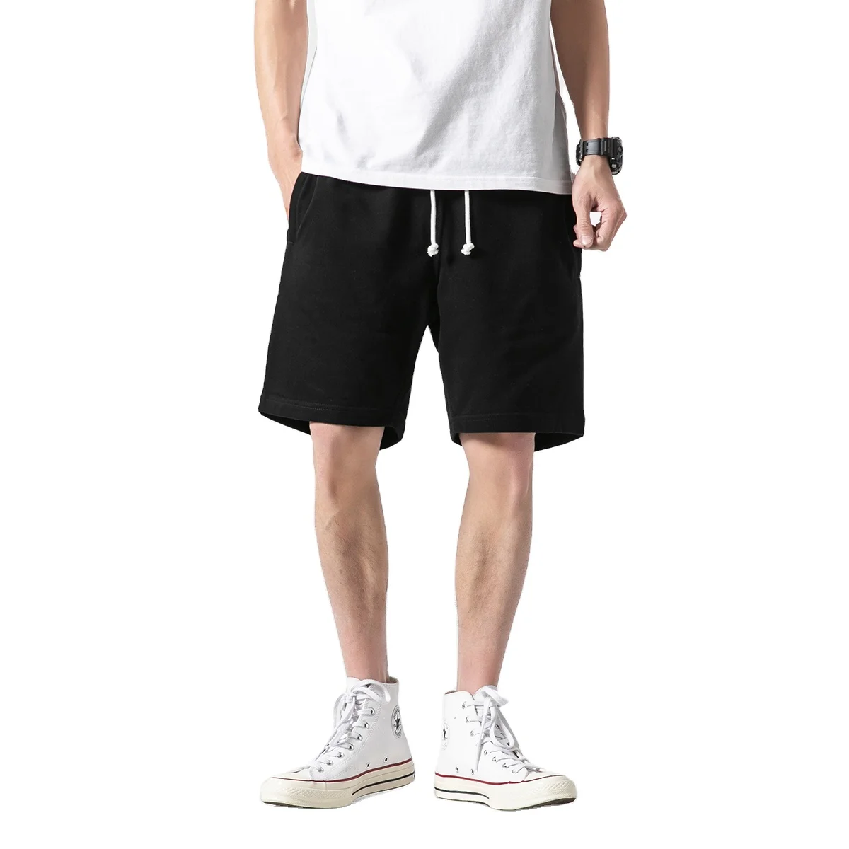 Summer sports shorts Men loose cotton five-minute pants trend plain color casual beach pants couple plus-size basketball pants