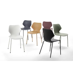 Modern Style Grey PP Body Steel Leg Restaurant Dinning Room Chair Dining Chair of 6 4