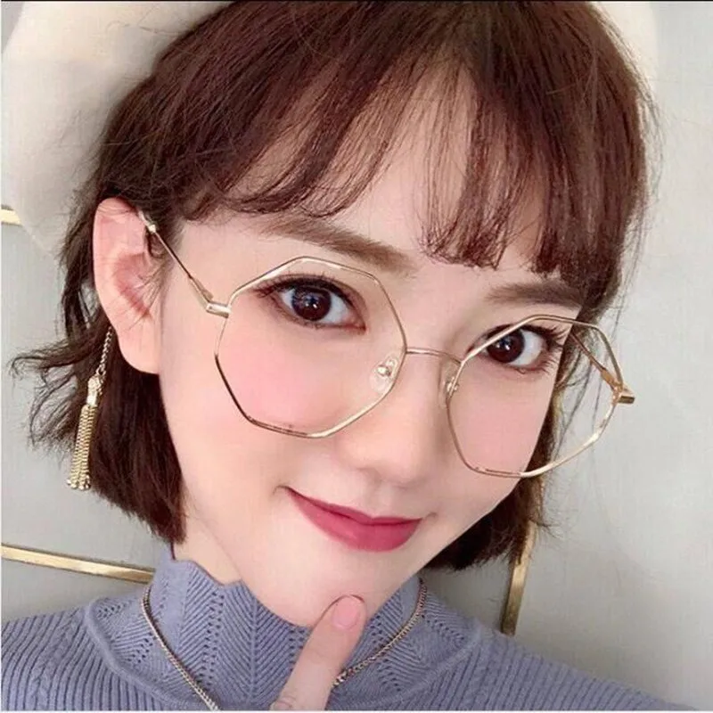 
Hot Sale Fashinon Women Glasses Simple and Diversified Women Glasses Retro Round Transparent Metal Famale Eyeglass 