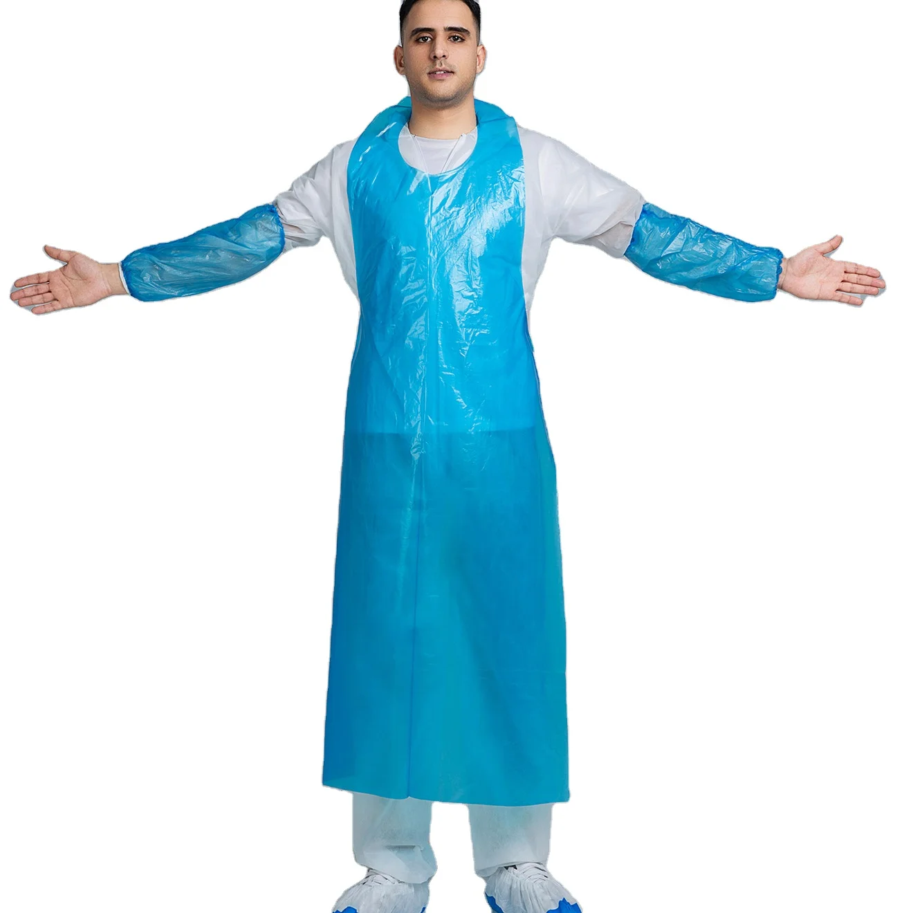 Roll pack flat pack Disposable Apron Plastic Apron Waterproof PE Apron with white color