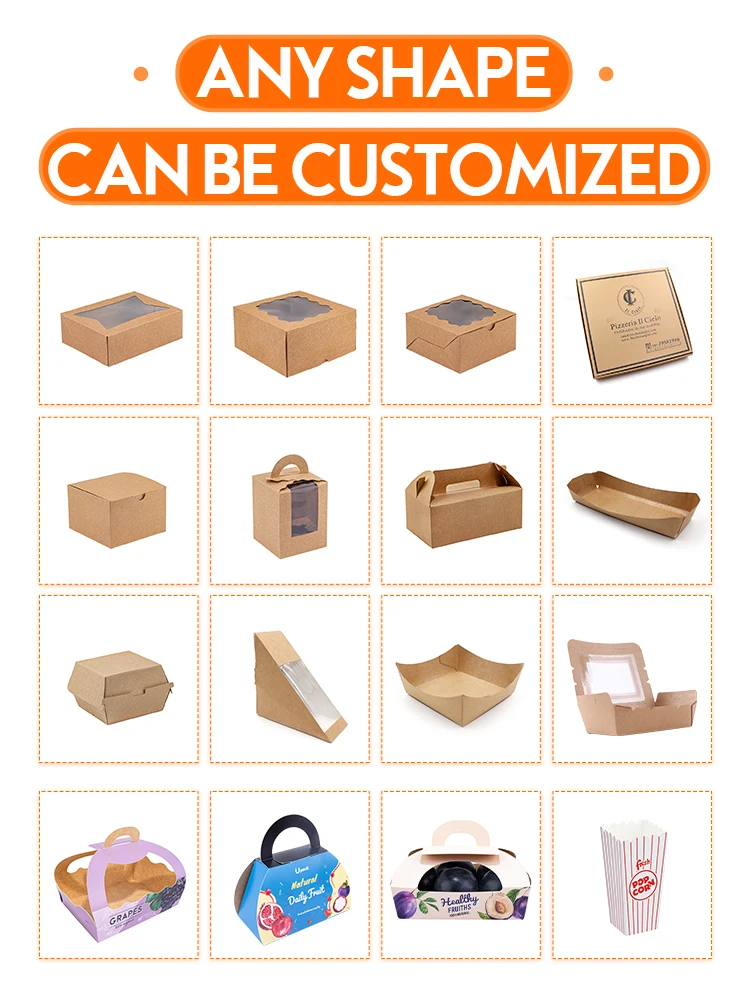 Custom design disposable cardboard take away kraft box for fast food french fries hamburger burger packaging boxes