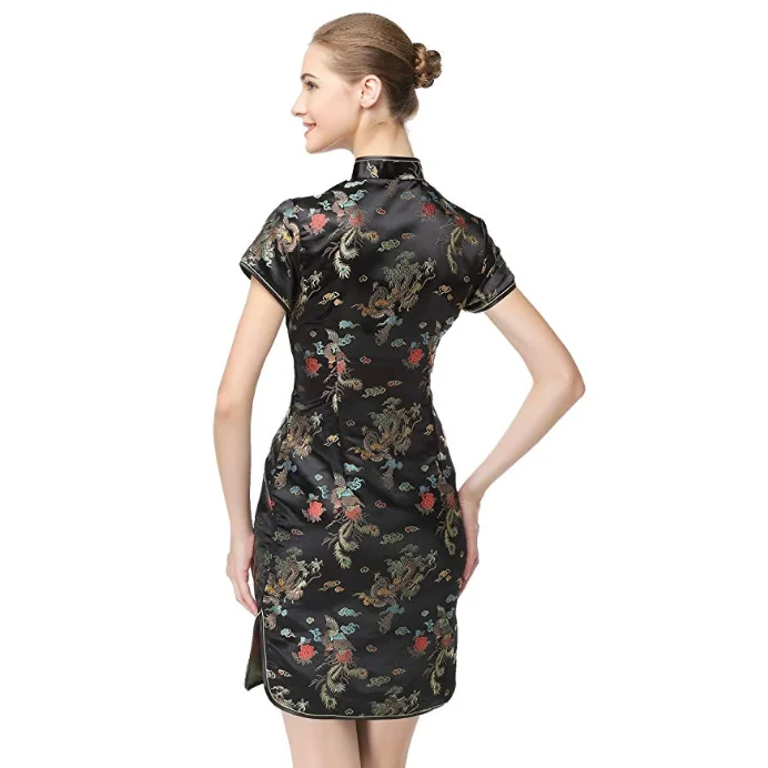 
Hot Sale Chinese Traditional Short Sleeve Cheongsam Qipao Women Dress 