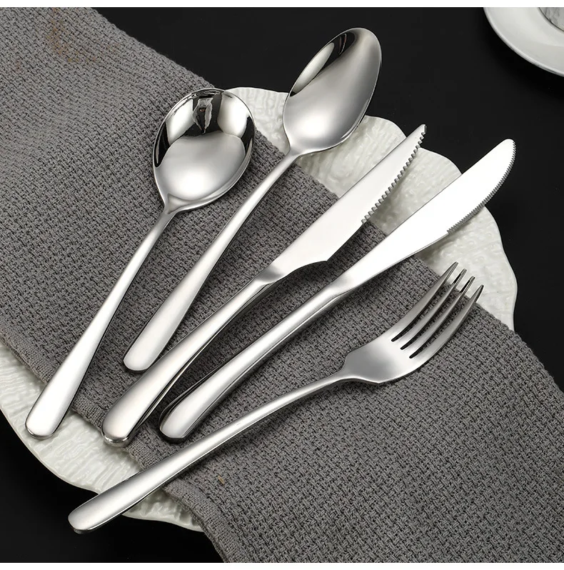 New Product Hot Sale Industrial Finish  Cutlery Stainless Steel Thickened Handle Flatware Sets For Hotel Restaurant