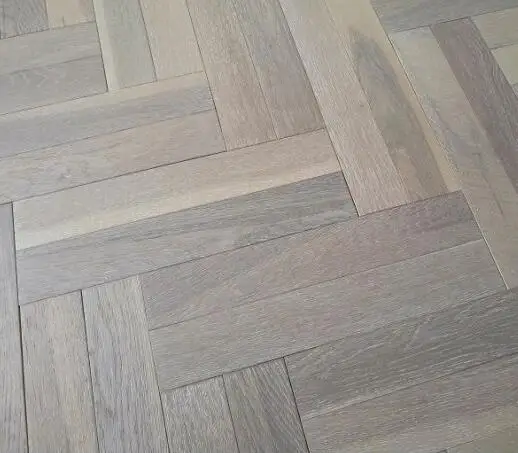 610x125mm grey oak herringbone parquet flooring