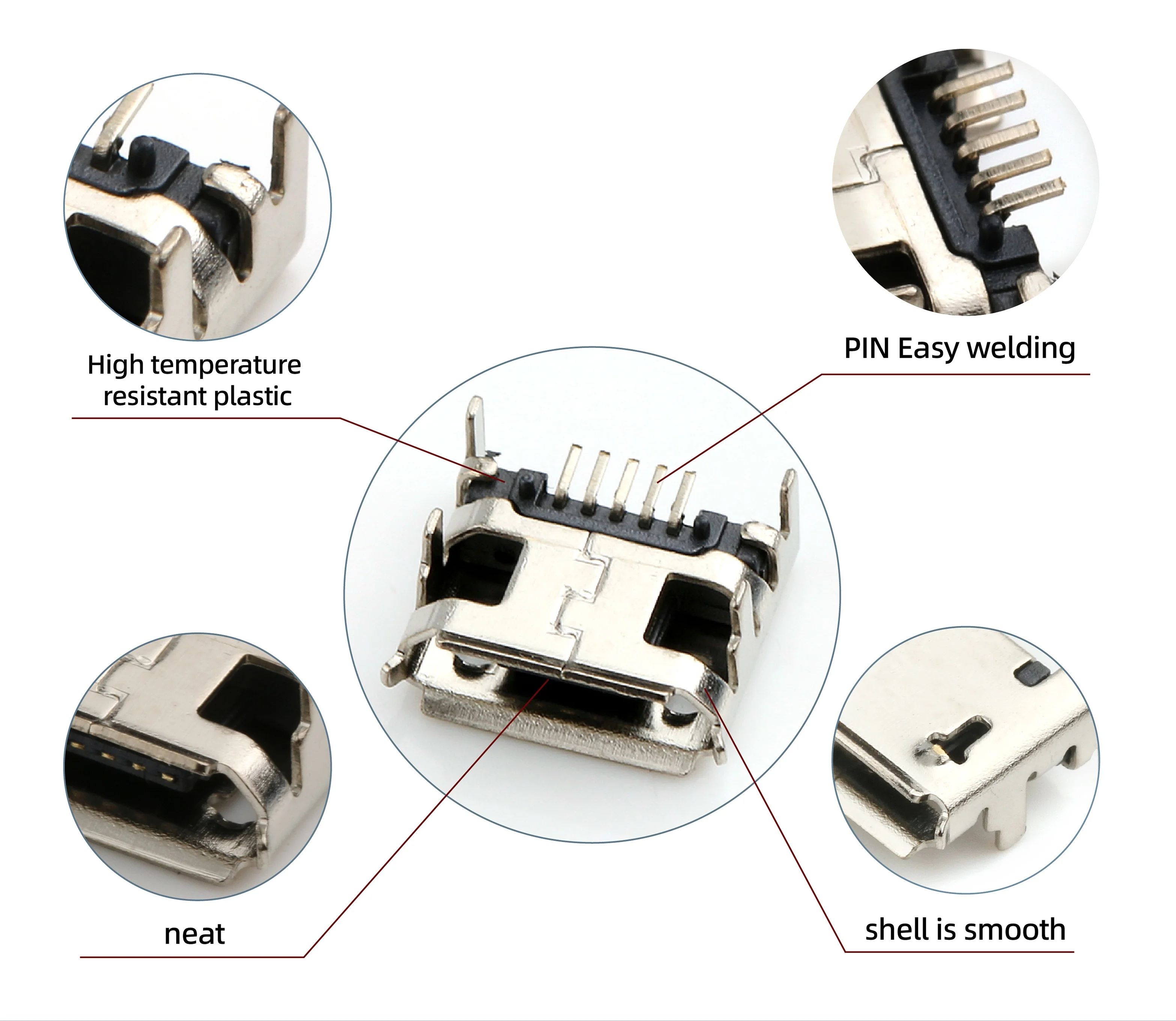 Pcb wire welding usb 2.0 male connector micro