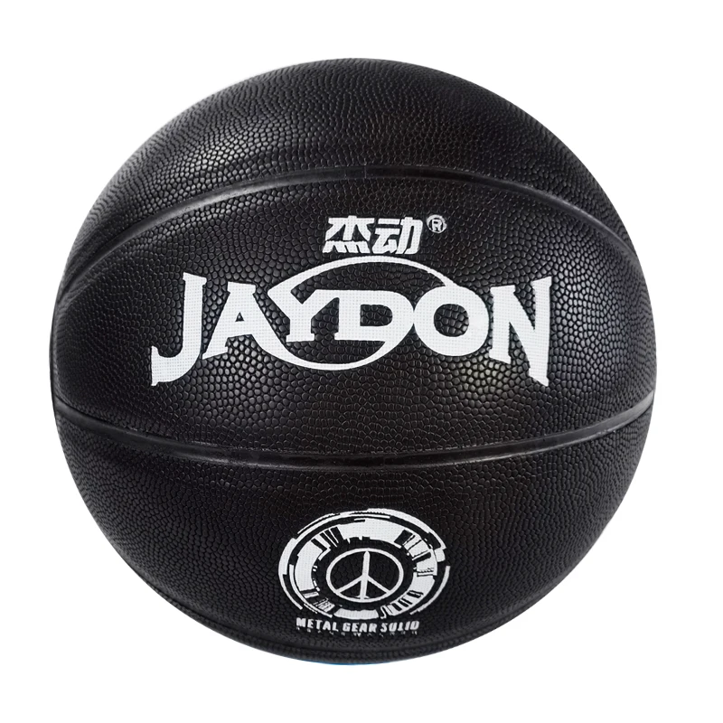 LOKI hot sale custom white color logo basketball black leather basketball size 24.6