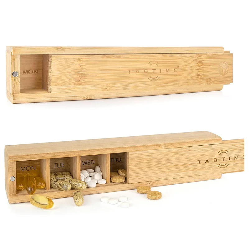 Compact Weekly Pill Organizer Reminder Box Black Medicine Dispenser for Capsule Vitamin Home Office Hotel