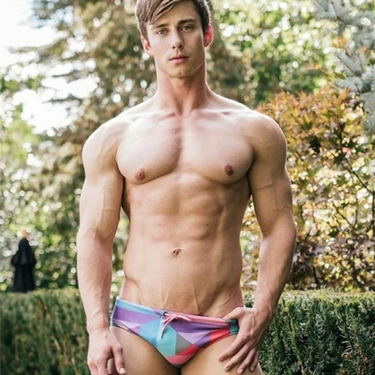 Handsome young model man underwear bikini exotic micro swimwear shorts for men