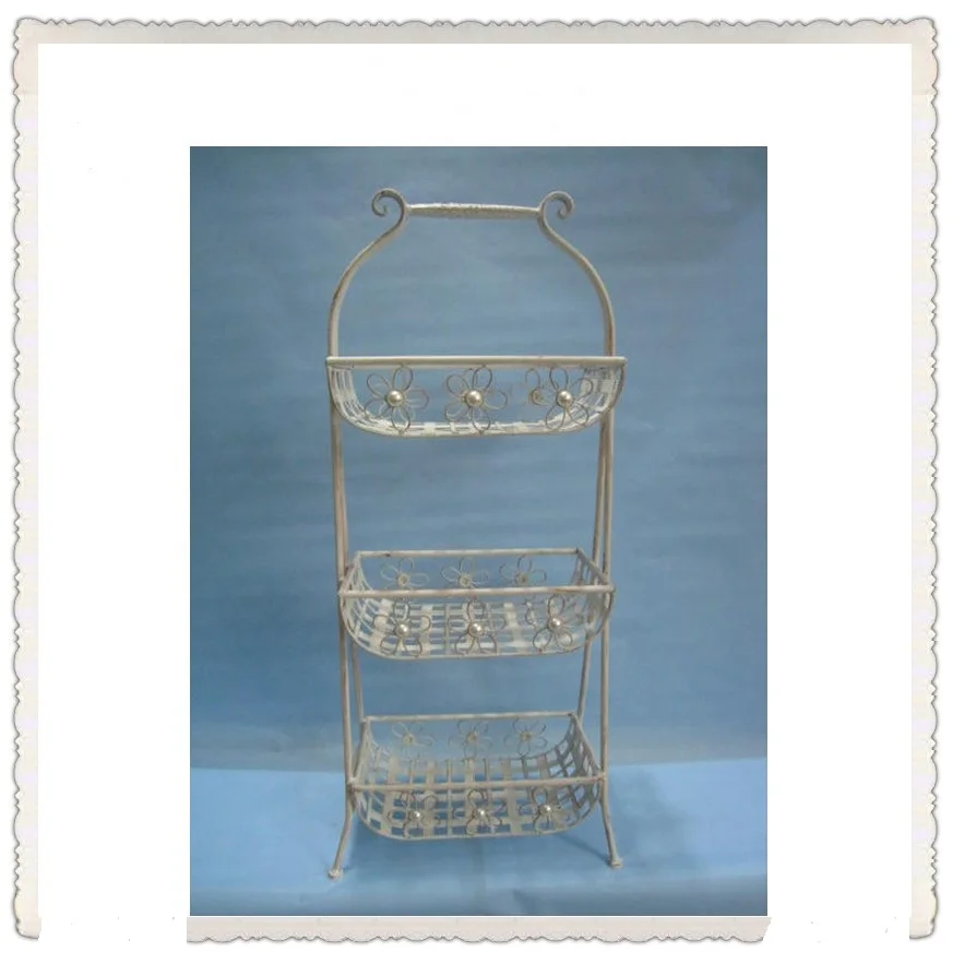 
3-Tier Wrought Iron Basket Fruit Vegetable For Sundry Counter Holder Container 