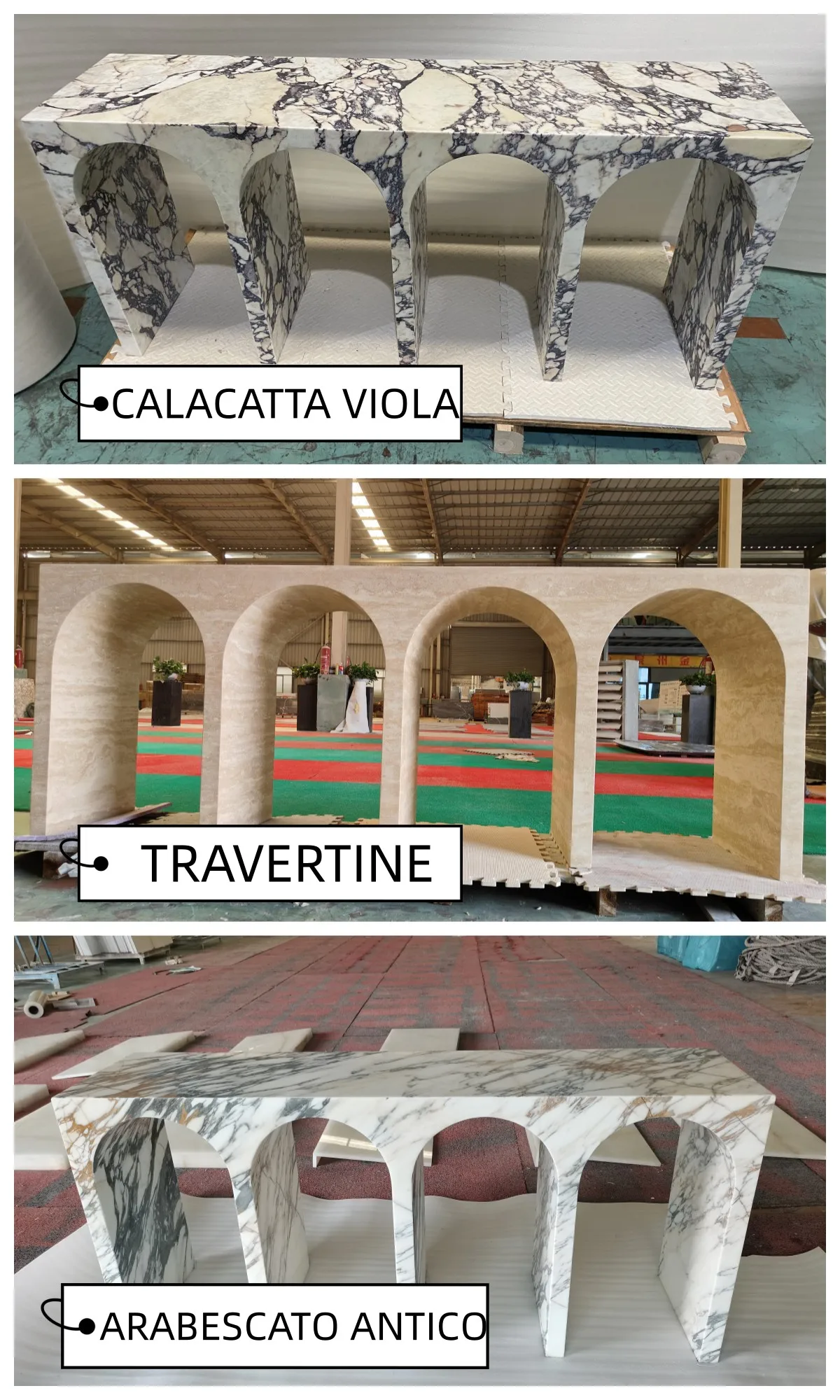 SHIHUI Home Decor Nordic Style Modern Stone Furniture Arch Shape Entryway Italian Calacatta Viola Marble Decor Console Tables