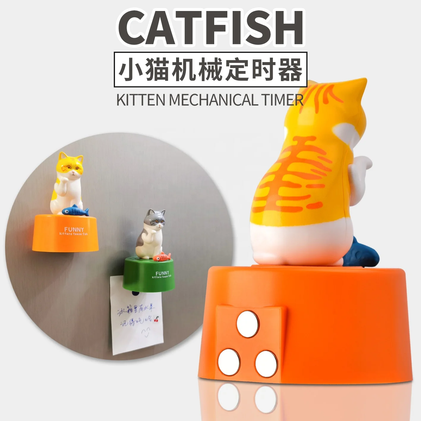 Home and Kitchen 2024 New Arrivals Mechanical Kitchen Timer CAT Table Clock Timer Wind Up 60 Minutes Manual Countdown Timer