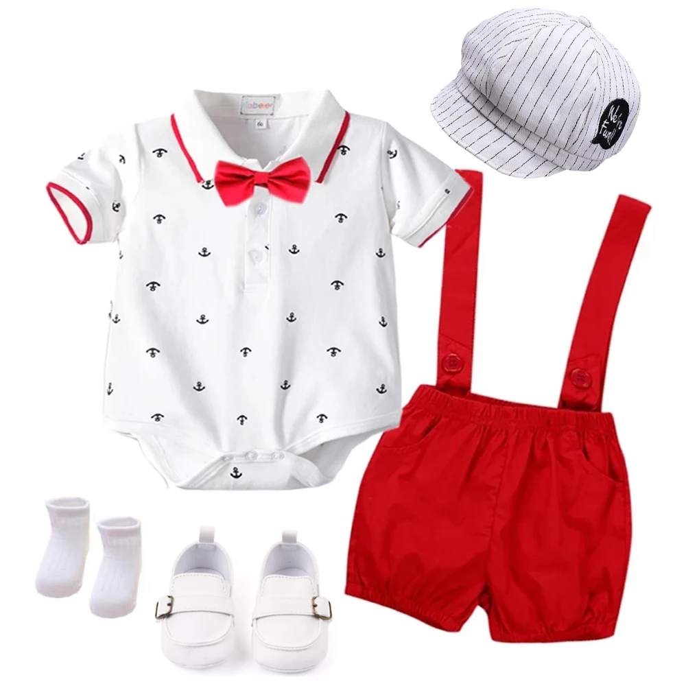 Custom Designer Baby Boy Christmas Suits 3 6 Months Formal Baby Set with Bow Tie Shoes Hat Ins Popular Toddler Boy Clothes Sets