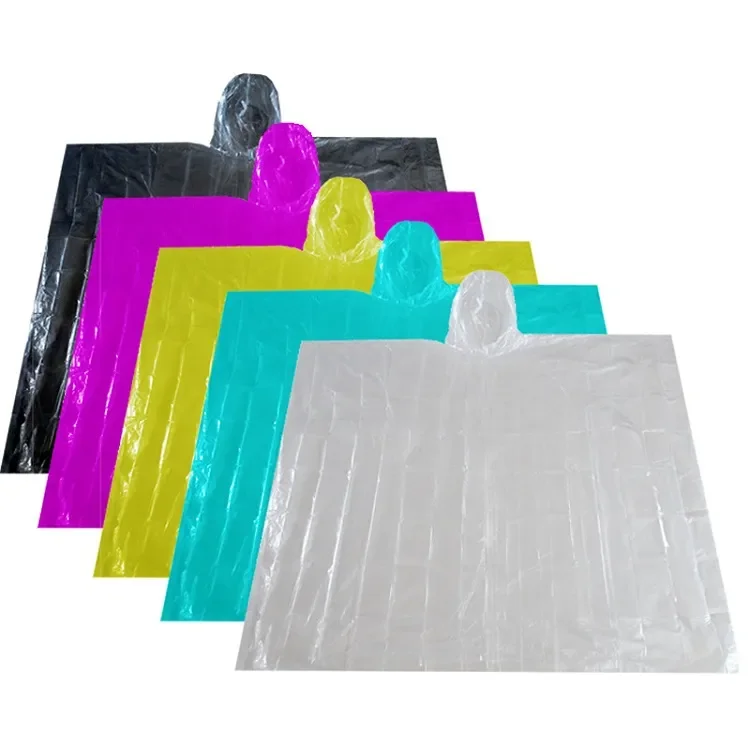 Factory disposable drawing hood fashion assorted colors rain poncho disposable raincoat
