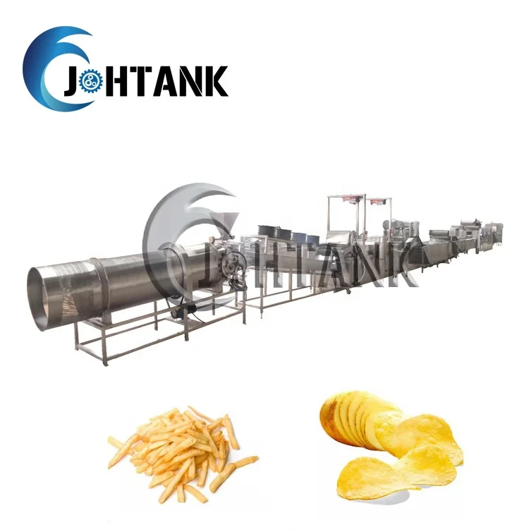 Potatoes Fries Making Machines Full Automatic French Fries Production Line Potato Flakes Machinery With Finger Potato  Cutter