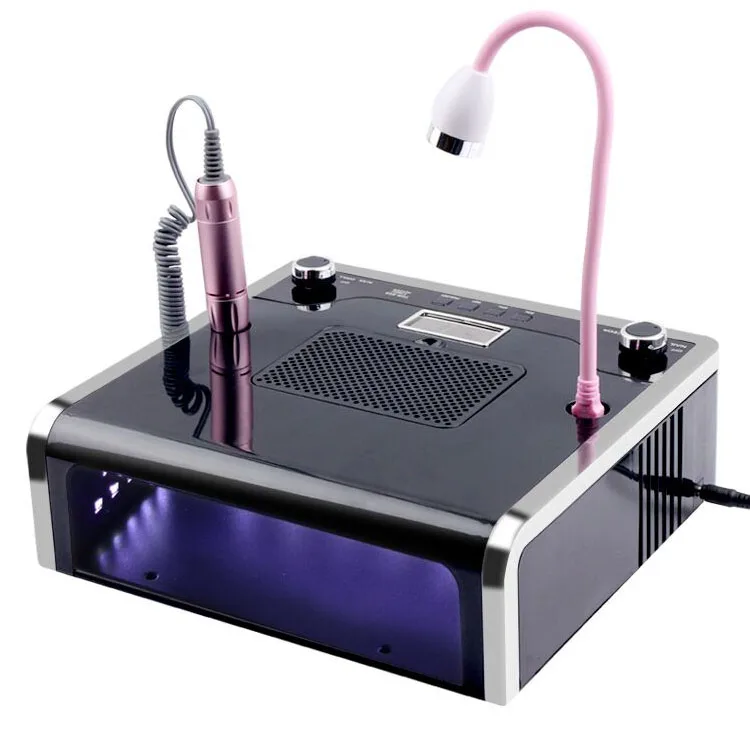 2020 New 4 in 1 Electric Nail Drill Machine with 30000RPM Handpiece Dust Vacuum Suction 108W LED UV Lamp Electric Nail File