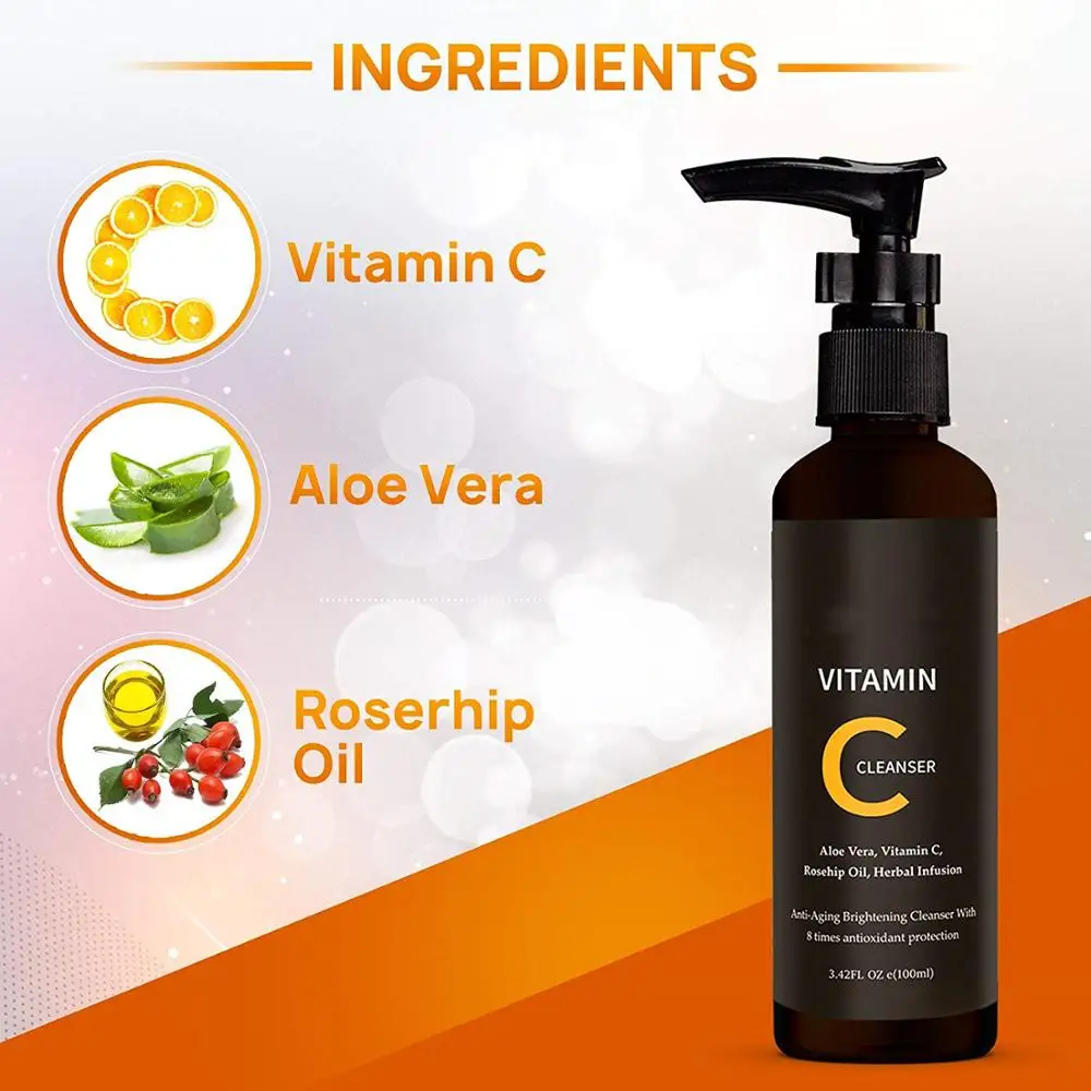 Oem Aloe Vera Extract Vitamin C Face Cleanser Brightening Wrinkle Reducing Face Wash