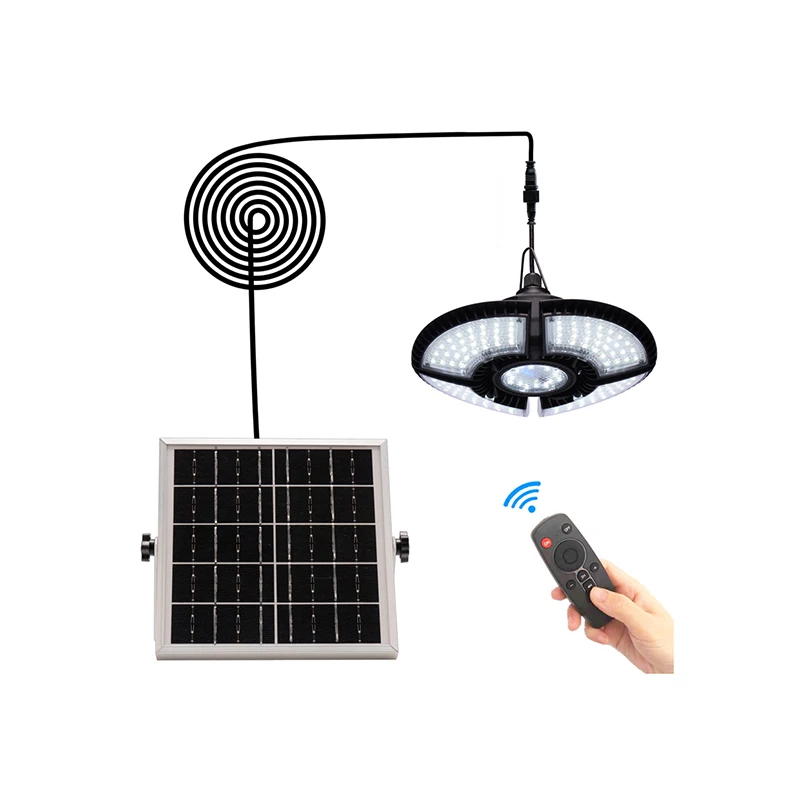 New Four-leaf Folding LED Bulb Fan Blade Deformation Garage Chandelier No Dead Angle Adjustable Solar Ceiling Light