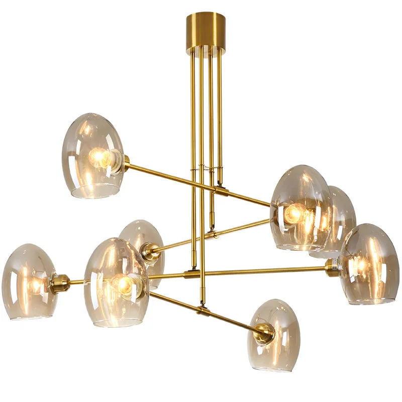 New geometric goose egg Nordic copper chandelier home modern minimalist lighting lamps LED living room light bedroom light