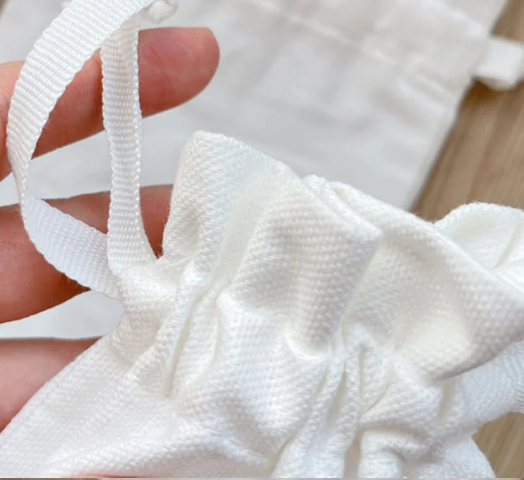 cheap Eco Muslin Cotton Gift jewellery Packaging Pouch Customized white organic cotton canvas Drawstring Bag