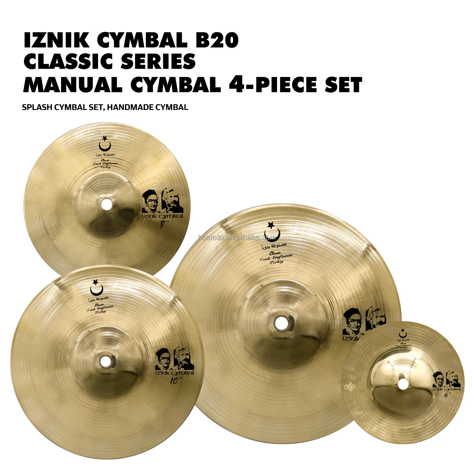 IZINK 4Pcs/set Handmade B20 Cymbals 6Inch 8Inch 10Inch 12Inch Splash Cymbals Percussion Instrument For Drum Kit