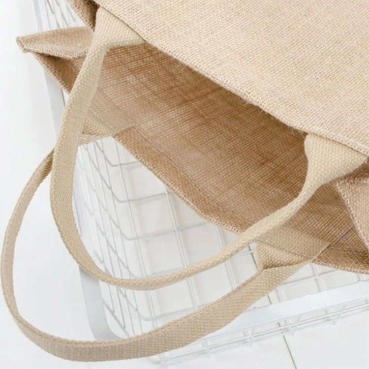 Eco Friendly Logo Printed Shopping Handle Carrying Hemp Burlap Bag Promotional Reusable Recycled Custom Linen Tote Jute  bag