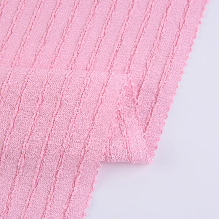 Popular light weight pink polyester warp knitted fabric 98%polyester 2%spandex warp knitting fabrics for garments
