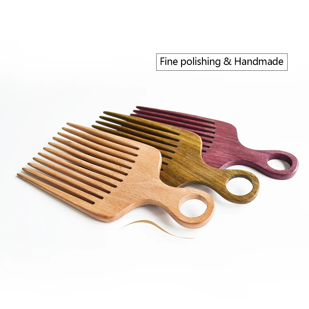 Factory Price Cheap Wide Tooth Comb Hair Hot Selling Detangling Wooden Afro Pick Beard Comb