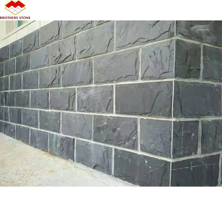 Modern Dark Grey Brick Cultured Stone Veneer Prices Natural 3D Culture Stone Quartzite Basalt Cladding Wall Panel