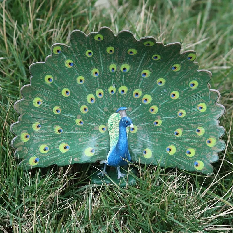 Oenux Wholesale Bird Animal Toy Peacock Model Action Figures Soild PVC Home Decoration Party Festival Gift