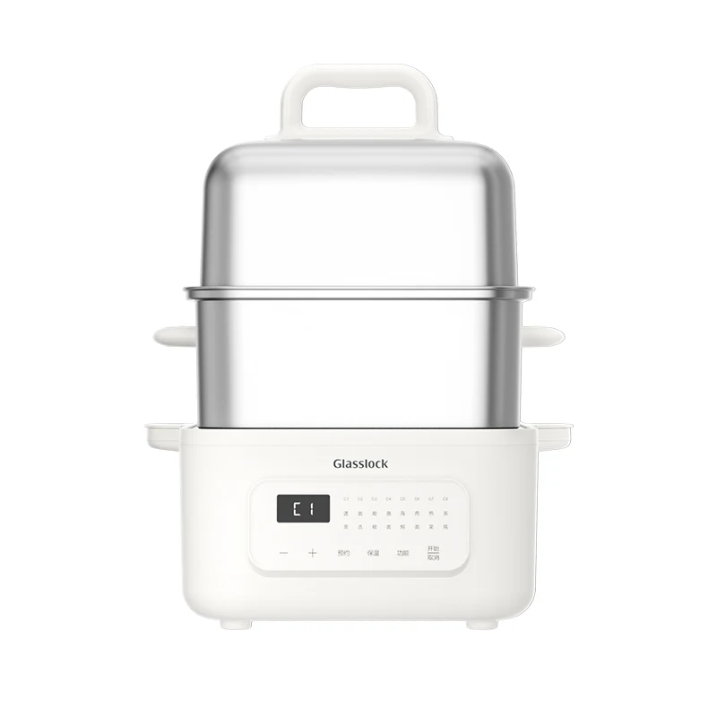 Factory Supply Electric Food Steamer 800W Fast Heating with 2 Layers Stainless Steel 304 Electric Steamer for Cooking Food