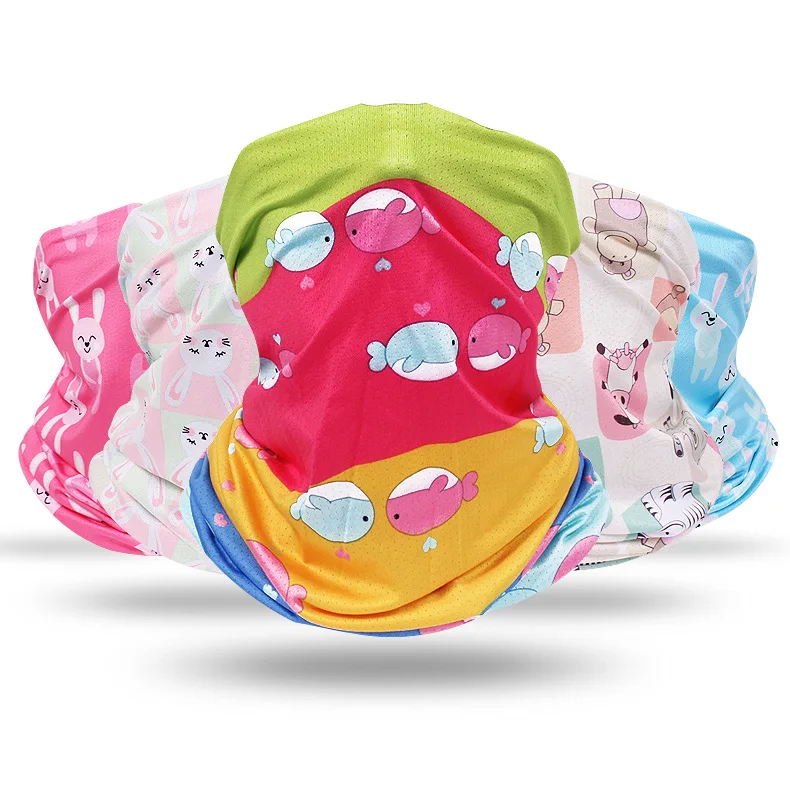 Воздухопроницаемый волшебный шарф из ледяного шелка для прогулок и велоспорта, детский мультяшный чехол на шею, Солнцезащитная маска, чехол на шею