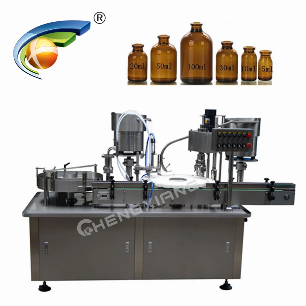
00:02 00:45 View larger image automatic 10 ml vial bottle filler,rub stopper feeder,presser with the 20 mm flip off cover crimp 