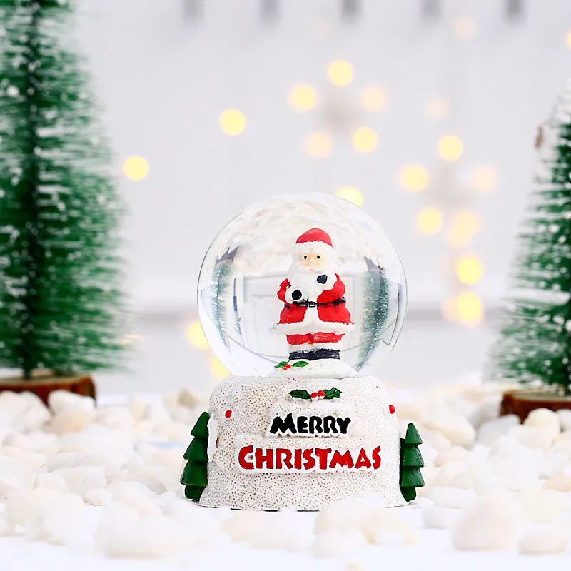 Hot selling custom mini glitter luminous glass christmas snowman crystal snow globe ball for decoration