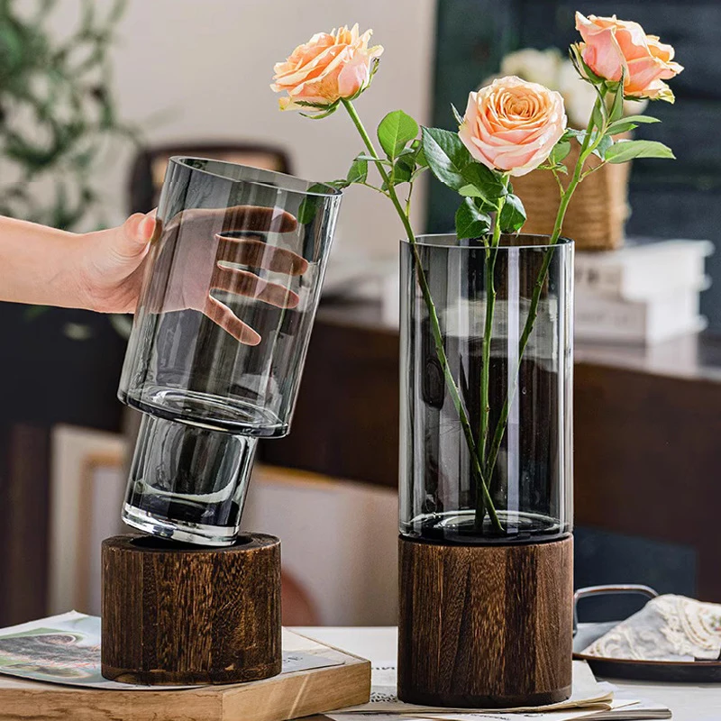 Flower Vase Glass Crystal Wood Luxury Accent Table House Interior Party Living Room Wedding Decoration Other Home Decor For Home