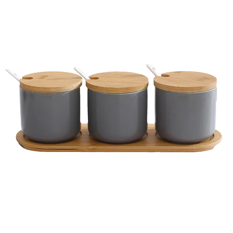 ceramic spice jar set marble in china kitchen ceramic spice jar with bamboo lid wooden tray ceramic spice jar set