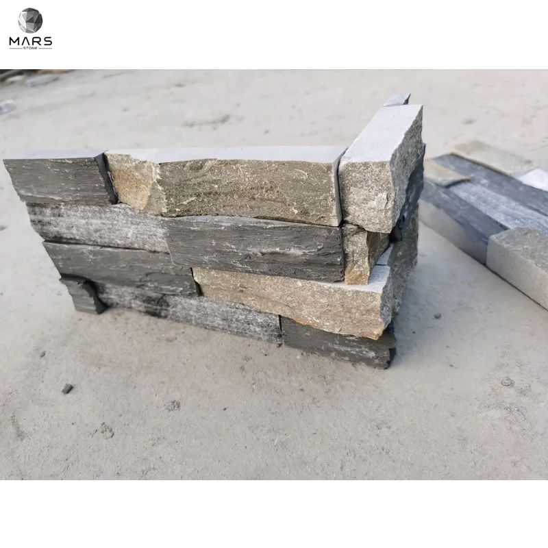 Natural Quartz Gray Interior Exterior Facing Wall Stone Covering Natural Stones Wall Decoration
